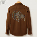 Front & Back Horse Embroidery Party Shirts | Club Wear | Brown