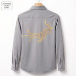 Front & Back Double Deer Embroidery Party Shirts | Club Wear | Light Grey