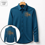 Front & Back Horse Embroidery Party Shirts | Club Wear | Teal Blue