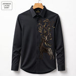Swamp Deer Embroidery Party Shirts | Club Wear | Black