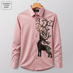 Swamp Deer Embroidery Party Shirts | Club Wear | Peach