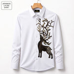 Swamp Deer Embroidery Party Shirts | Club Wear | White