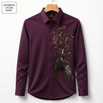 Swamp Deer Embroidery Party Shirts | Club Wear | Wine