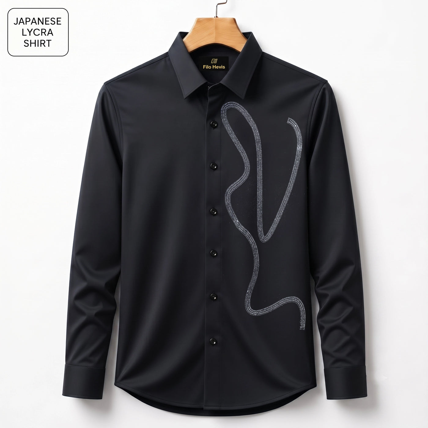 Embroidery Party Shirts | Club Wear | Black