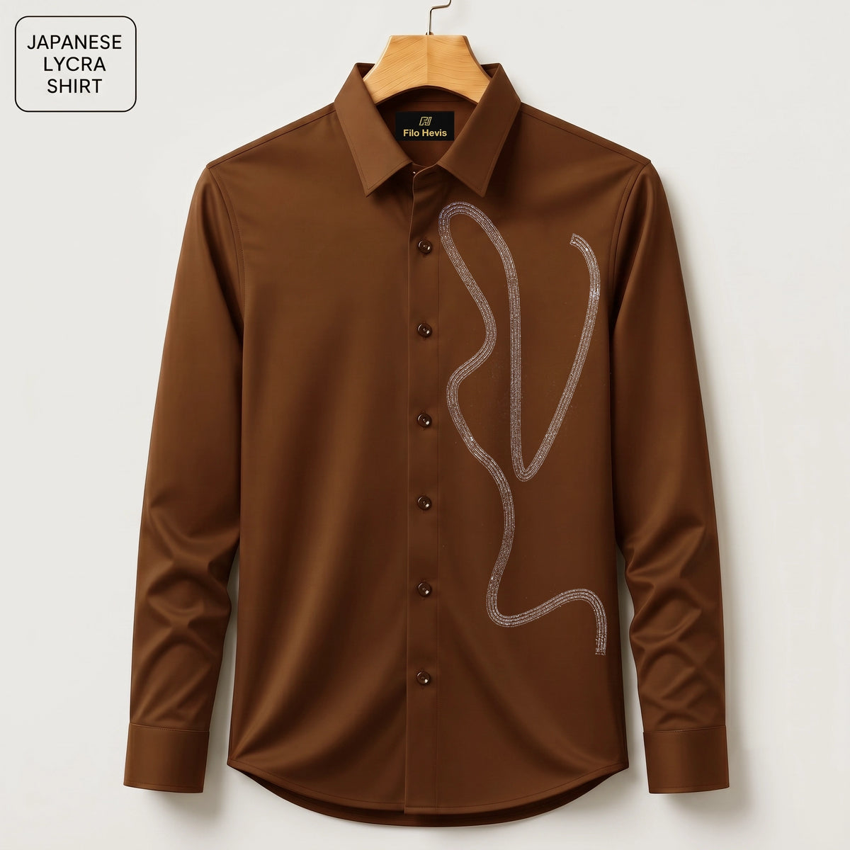Embroidery Party Shirts | Club Wear | Brown