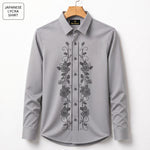 Flower Embroidery Party Shirts | Club Wear | Light Grey