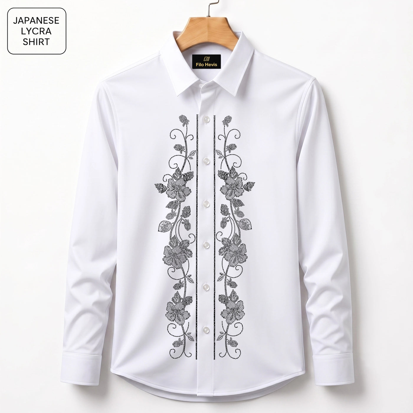 Flower Embroidery Party Shirts | Club Wear | White