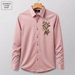 Floral Patch Embroidery Party Shirts | Club Wear | Peach