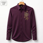 Floral Patch Embroidery Party Shirts | Club Wear | Wine