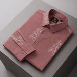 Embroidered Botanical Linen Shirt-Peach