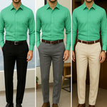 Filafil Fabric Regular Fit Single Pocket Formal Shirt Full Sleeve -Green