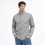 MEN’S CHINESE COLLAR SHIRT | FULL SLEEVE COTTON LINEN T-NECK SHIRT | Grey COLOR