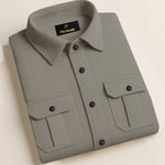 MEN’S CORDUROY SHIRT FOR WINTER STYLE | 21-WALES CORDUROY | DOUBLE POCKET | Grey