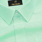 Men's Cotton Check Shirt-Light Green, Regular Fit
