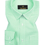 Men's Cotton Check Shirt-Light Green, Regular Fit