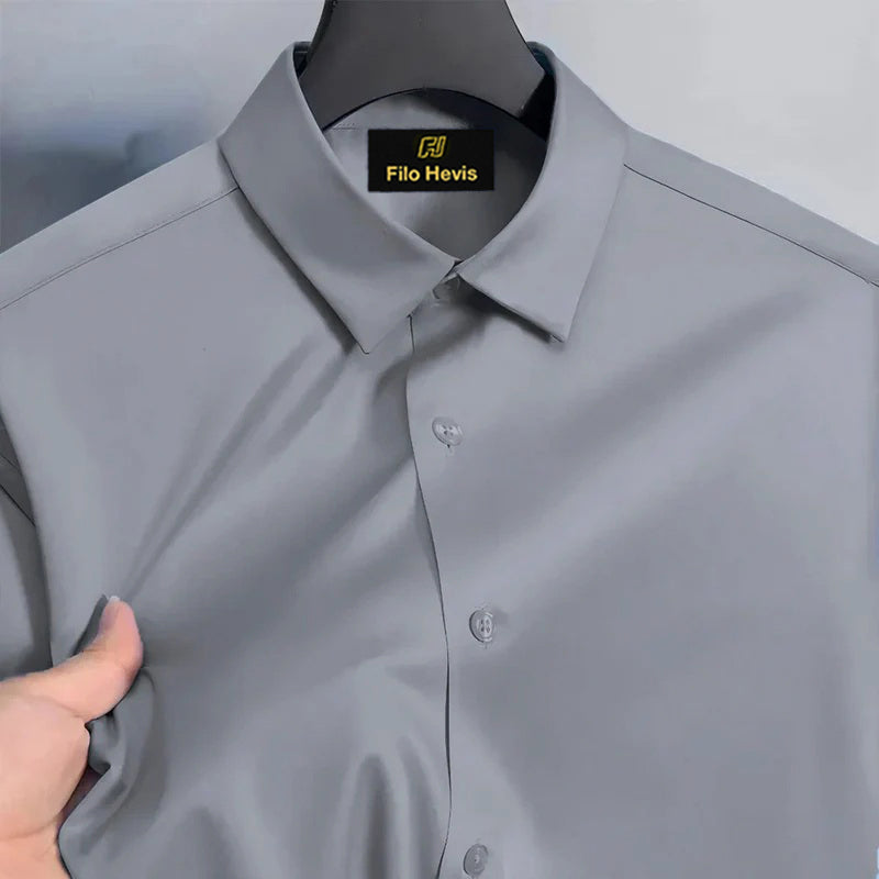 Men's Satin Lycra formal  Full Sleeve shirt Light Grey