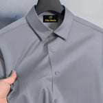 Men's Satin Lycra formal  Full Sleeve shirt Light Grey