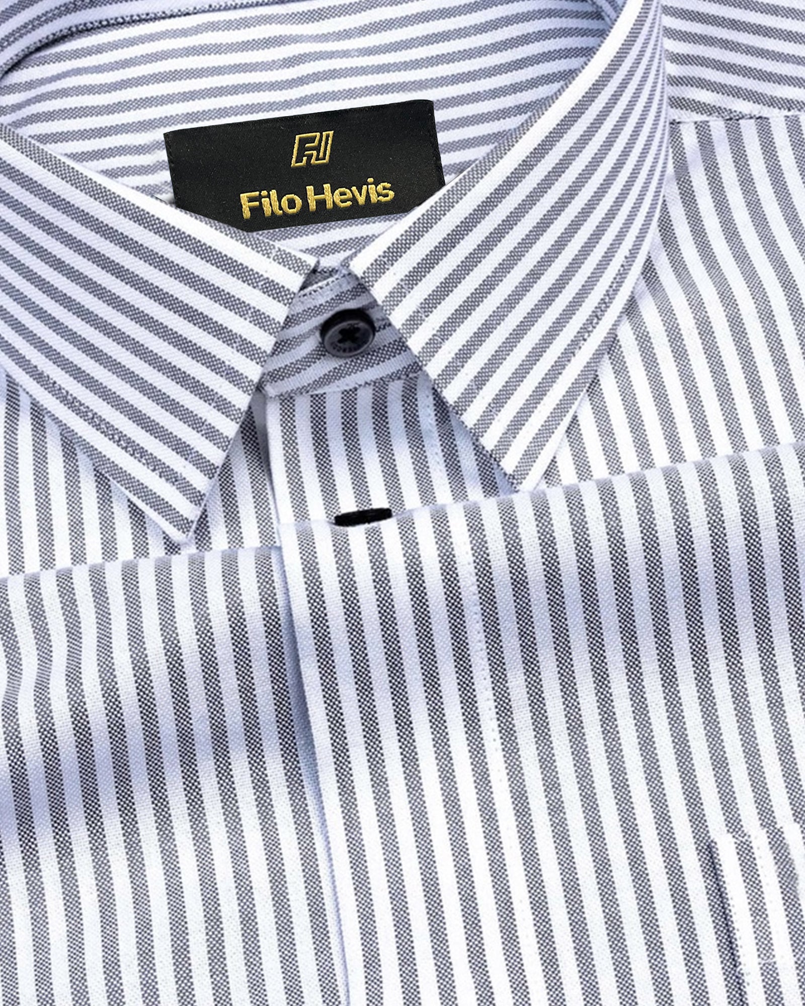 Men's Cotton Stripe Single Pocket Shirt-Grey, Regular Fit, All-Day Comfort