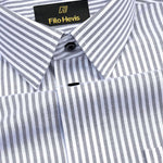 Men's Cotton Stripe Single Pocket Shirt-Grey, Regular Fit, All-Day Comfort