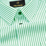 Men's Cotton Stripe Single Pocket Shirt-Light Green, Regular Fit, All-Day Comfort