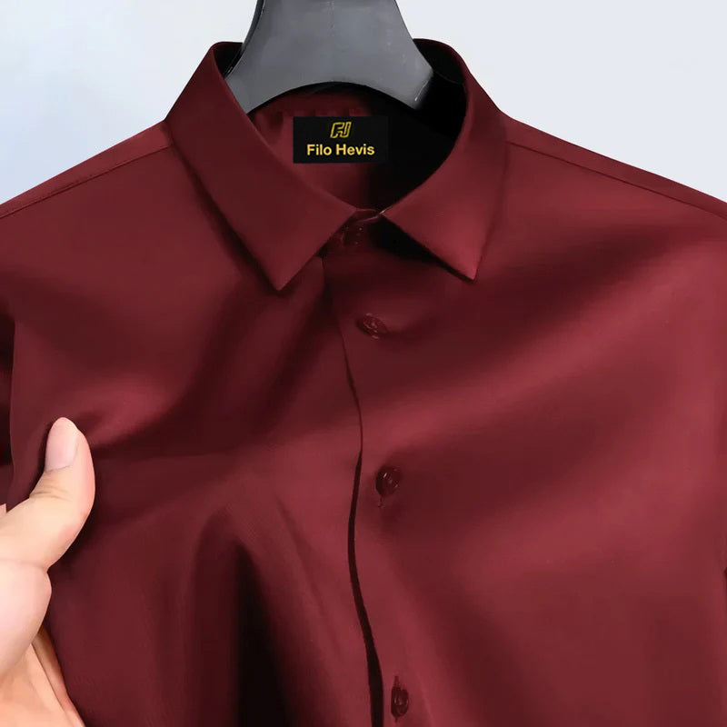Men's Satin Lycra formal  Full Sleeve shirt Maroon