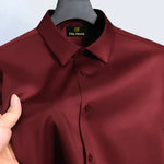 Men's Satin Lycra formal  Full Sleeve shirt Maroon