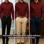 PLATINUM COTTON SATIN FORMAL SHIRT FOR MEN (Single Pocket)-Maroon