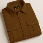 MEN’S CORDUROY SHIRT FOR WINTER STYLE | 21-WALES CORDUROY | DOUBLE POCKET | Brown