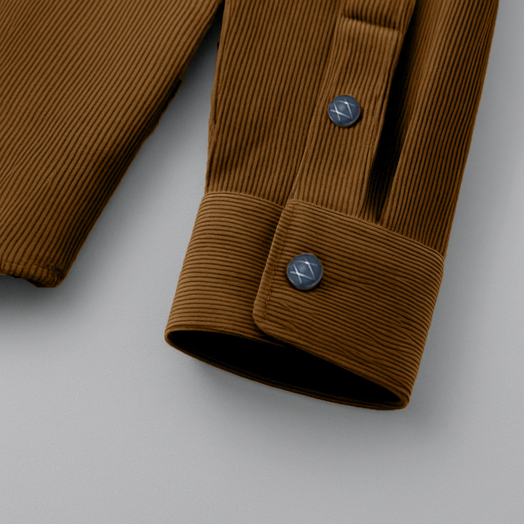 MEN’S CORDUROY SHIRT FOR WINTER STYLE | 21-WALES CORDUROY | DOUBLE POCKET | Brown