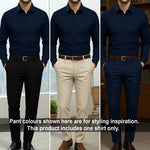 Men's Satin Lycra formal  Full Sleeve shirt Navy Blue