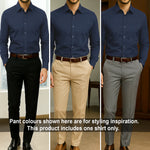 PLATINUM COTTON SATIN FORMAL SHIRT FOR MEN (Single Pocket)-Navy Blue