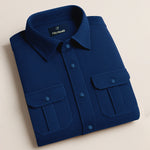 MEN’S CORDUROY SHIRT FOR WINTER STYLE | 21-WALES CORDUROY | DOUBLE POCKET | Navy Blue