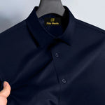 Men's Satin Lycra formal  Full Sleeve shirt Navy Blue