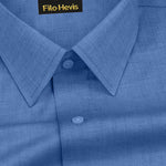 Filafil Fabric Regular Fit Single Pocket Formal Shirt Full Sleeve -Blue