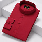 MEN’S CHINESE COLLAR SHIRT | FULL SLEEVE COTTON LINEN T-NECK SHIRT | Red COLOR