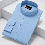 MEN’S CHINESE COLLAR SHIRT | FULL SLEEVE COTTON LINEN T-NECK SHIRT | Sky COLOR