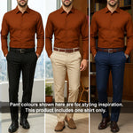 Men's Satin Lycra formal Full Sleeve Shirt Orange
