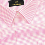Men's Cotton Check Shirt-Pink, Regular Fit, All-Day Comfort
