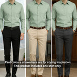 PLATINUM COTTON SATIN FORMAL SHIRT FOR MEN (Single Pocket)-Pista Green