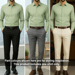 Men's Satin Lycra formal  Full Sleeve shirt Pista Green