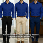 Men's Satin Lycra formal  Full Sleeve shirt Royal Blue