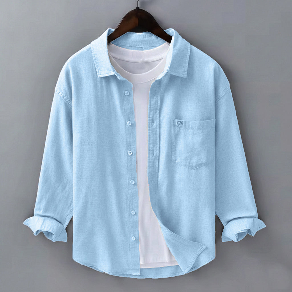 FINE LINEN SHIRTS FOR MEN (Full Sleeves)-Sky