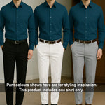 PLATINUM COTTON SATIN FORMAL SHIRT FOR MEN (Single Pocket)-Teal Blue