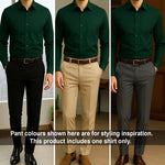 PLATINUM COTTON SATIN FORMAL SHIRT FOR MEN (Single Pocket)-Teal Green
