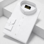 MEN’S CHINESE COLLAR SHIRT | FULL SLEEVE COTTON LINEN T-NECK SHIRT | WHITE COLOR