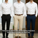 Men's Satin Lycra formal  Full Sleeve shirt White