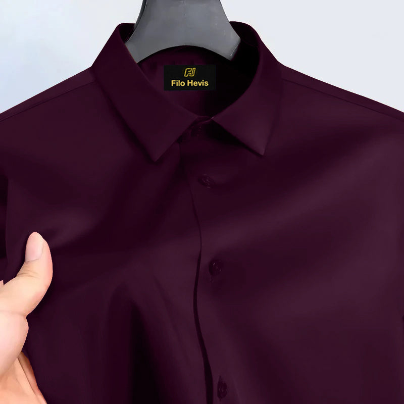 Men's Satin Lycra formal  Full Sleeve shirt Dark Maroon