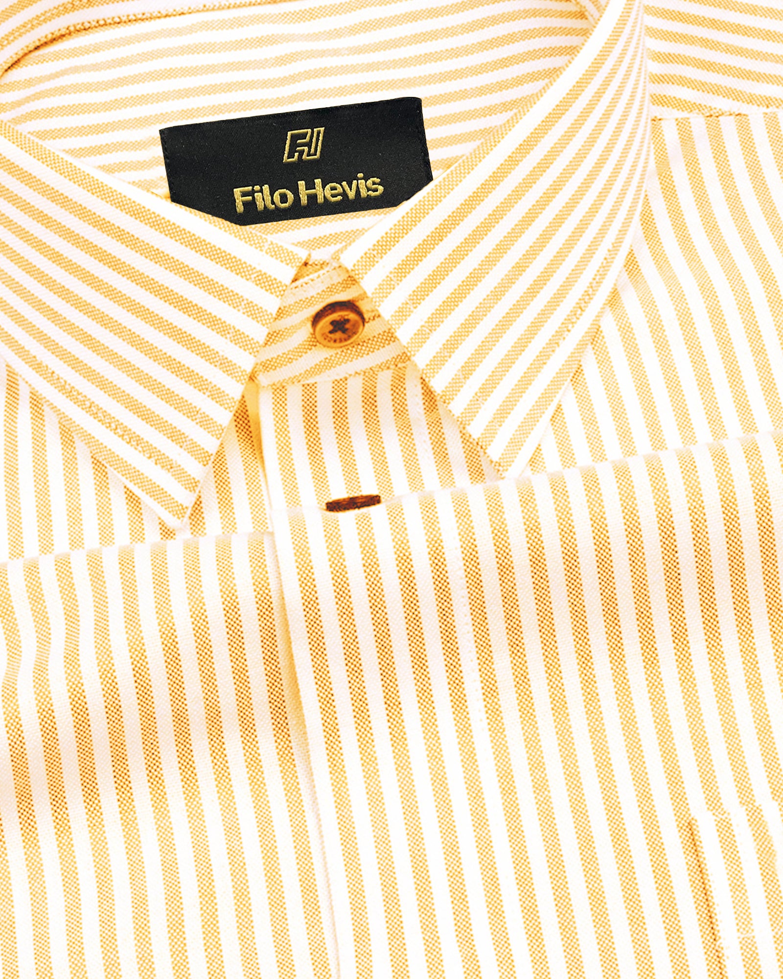 Men's Cotton Stripe Single Pocket Shirt-Yellow, Regular Fit, All-Day Comfort