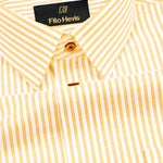 Men's Cotton Stripe Single Pocket Shirt-Yellow, Regular Fit, All-Day Comfort