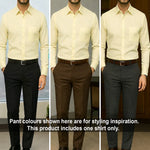 PLATINUM COTTON SATIN FORMAL SHIRT FOR MEN (Single Pocket)-Cream